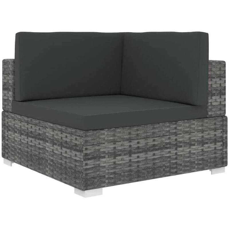 Modular-sofa-eckteil 1 Stk. + Auflagen Poly Rattan Grau - Vidaxl