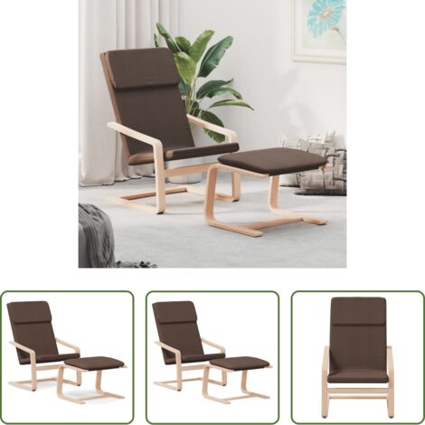 Fußhocker -  Relaxsessel mit Hocker Dunkelbraun Stoff