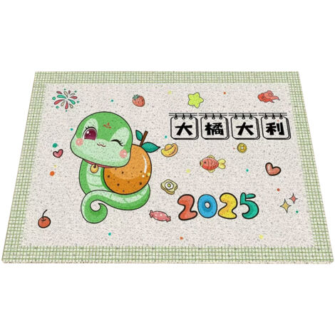 Fußmatte „Frohes Neues Jahr“ aus strapazierfähigem Fasermaterial, 40 x 60 cm, Schlangenmuster