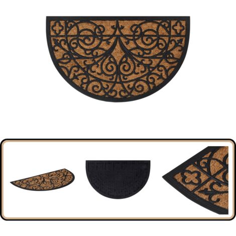 Fußmatte Halbrund 45x75 cm Gummi und Kokosfaser - Gummi Fußmatte - Kokosfaser Matte - Eingangsmatte - Türmatte - Anti-Schmutzmatte