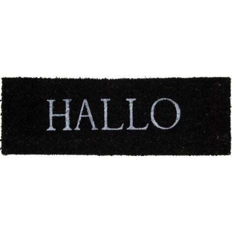 Fußmatte Hallo Kokos schwarz, 26 x 75 cm Fußmatte