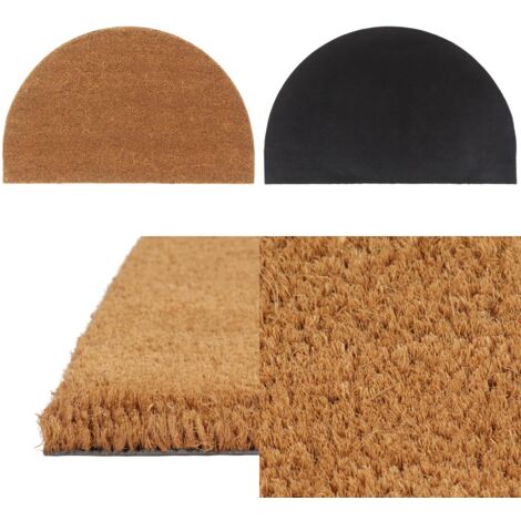 Fußmatte Natur Halbrund 50x80 cm Kokosfaser Getuftet - Kokosfußmatte - Eingangsmatte - Türmatte - Outdoor Matten - Rutschfest - Home & Living
