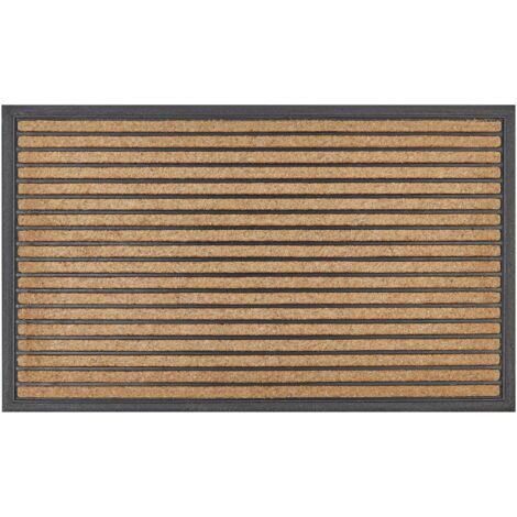 Fußmatte Naturfarben u. Schwarz 45 x 75 cm Rechteckig Indoor Innenbereich Gestreift Fußabtreter
