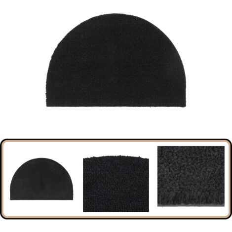 Fußmatte Schwarz Halbrund 40x60 cm Kokosfaser Getuftet - Kokosfußmatte - Eingangsmatte - Türklinse - Outdoor Matten - Rutschfest