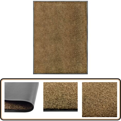 Fußmatte Waschbar Braun 90x120 cm - Innenfußmatte - Außenfußmatte - Türmatte - Waschebene - Anti-rutsch