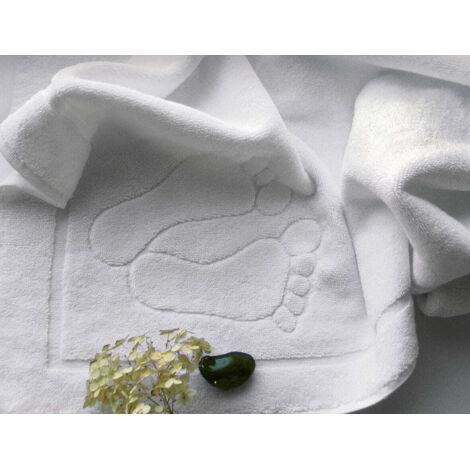 Fußteppich 50x70 weiß Hotel 650g 100% Baumwolle