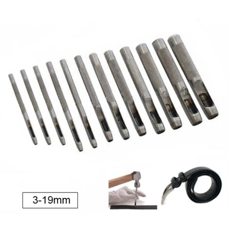 Fustella/Fustellatrice/Punzoni per cuoio e pelle set 12 pezzi