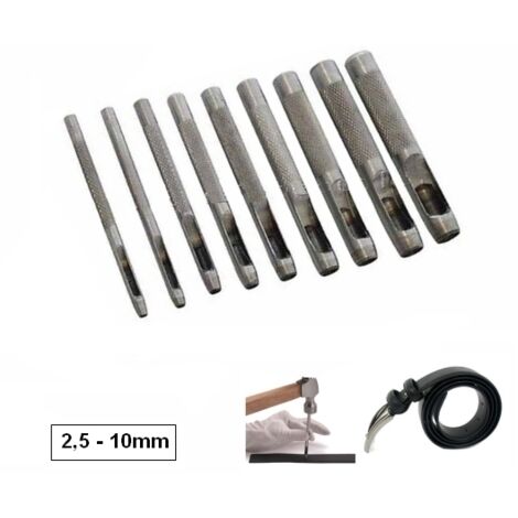 Fustella/Fustellatrice/Punzoni per cuoio e pelle set 9 pezzi