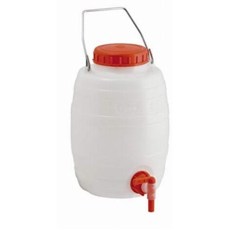 Fustino botticella in plastica 5 litri per alimenti con rubinetto e manico in acciaio per trasporto liquidi - Bianco neutro - Mobil Plastic