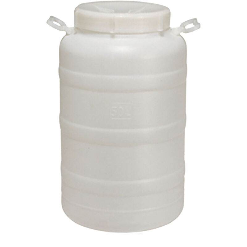 Fusto In Plastica 50 Litri Bocca Larga - Con Rubinetto, Per Alimenti, Ideale Per Conservazione