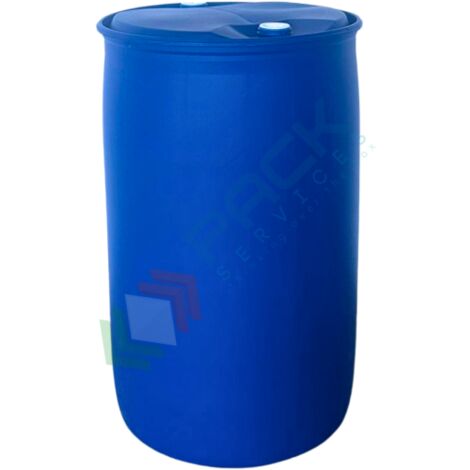 Fusto in plastica (HDPE) con tappi Tri Sure (inclusi), cilindrico, capacità 220 Lt, ADR/ONU per liquidi, uso alimentare - Blu