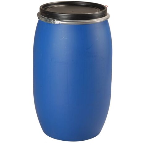 Fût 120 litres bleu à ouverture totale – Polyéthylène haute densité – Compatible systèmes de préhension – Pour stockage produits dangereux – Sotralentz
