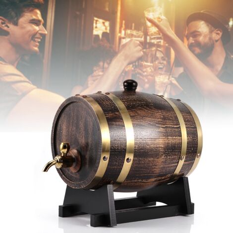 Fût à Vin de Chêne 3L Style Rétro avec Robinet pour Whisky et Brandy