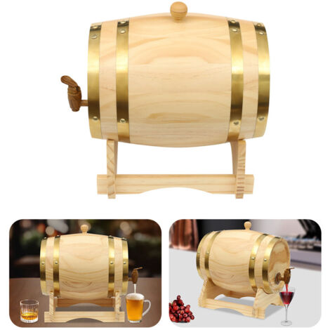 Fût à vin en bois de 5 litres avec support Fût en bois pour whisky, vin ou eau-de-vie