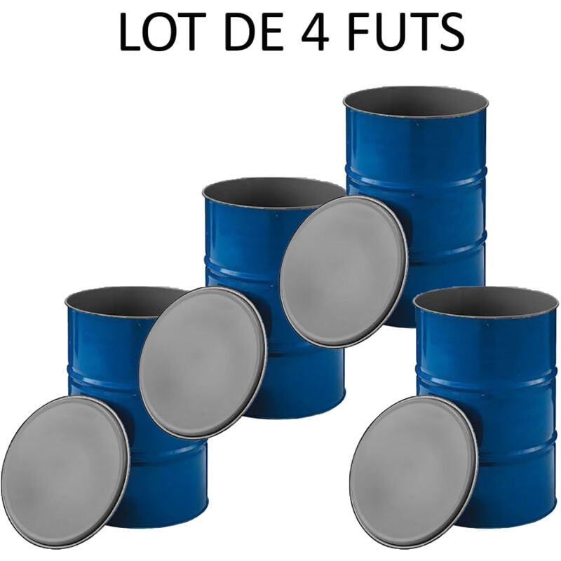 Fut métallique à ouverture totale 216l standard-lot de 4