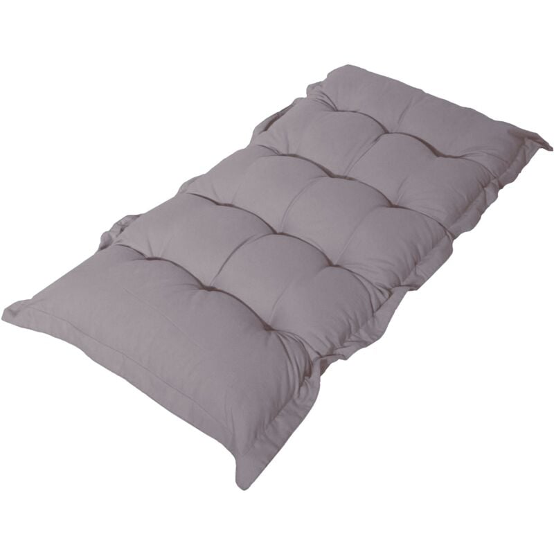 Coussin capitonné Confort Intérieur Extérieur 120x60cm - Gris Galet