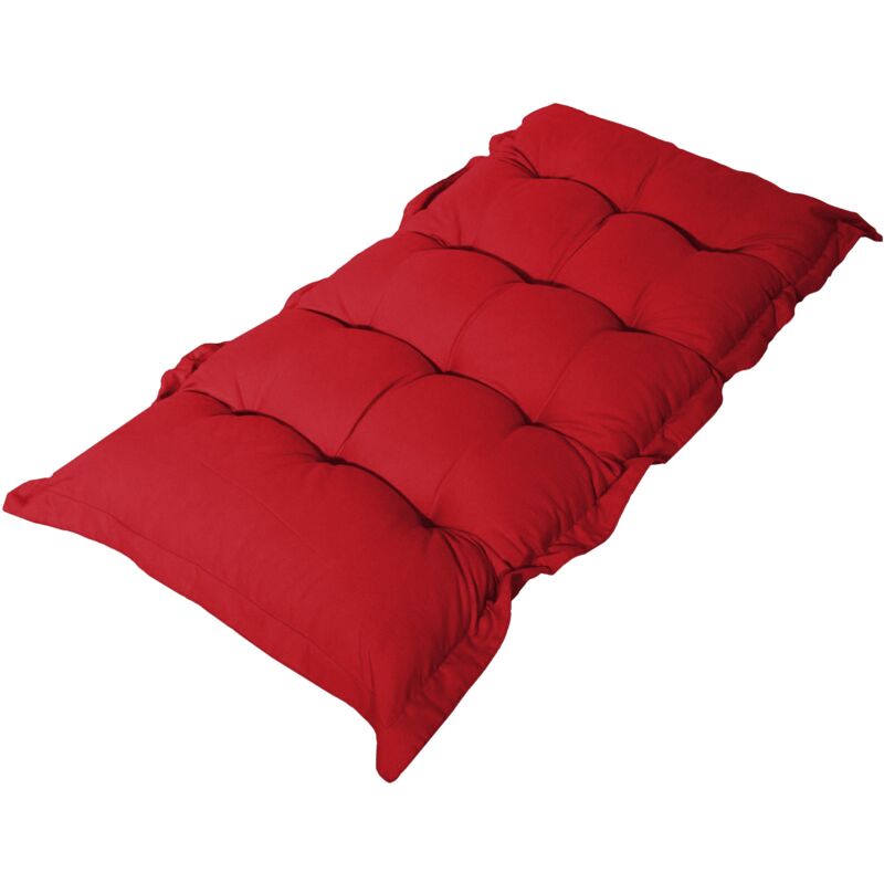 Deco Arts - Coussin capitonné Confort Intérieur Extérieur 120x60cm - Rouge