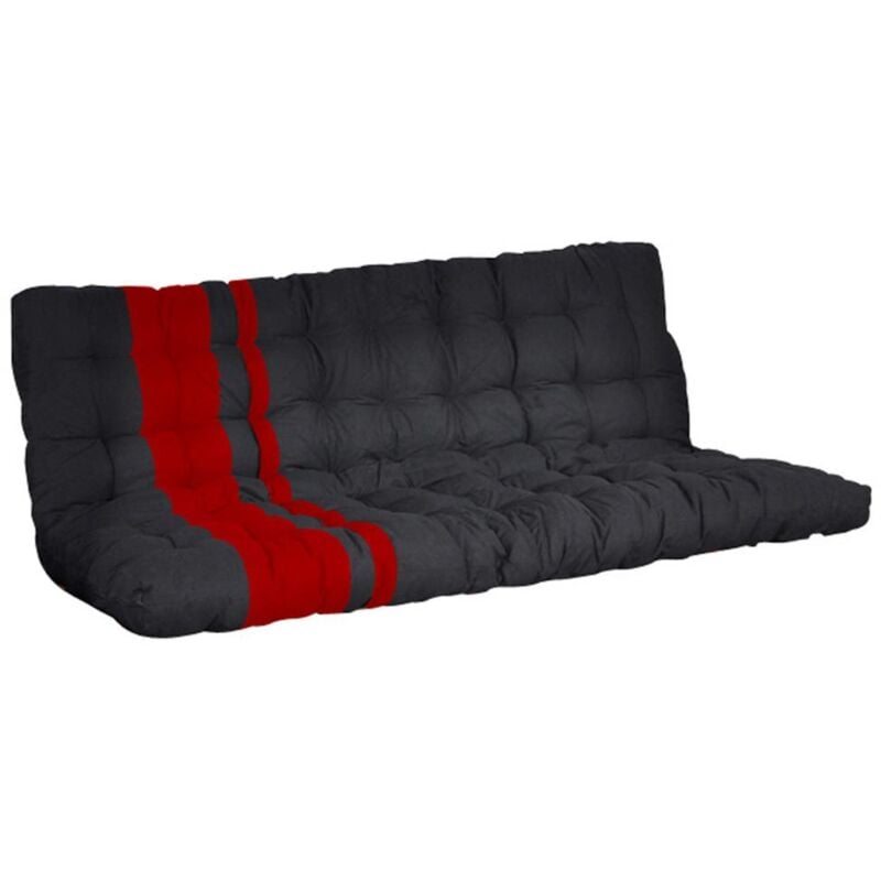 Futon 135 x 190 cm spécial banquette-lit ép.10cm - Noir et Rouge - modulo