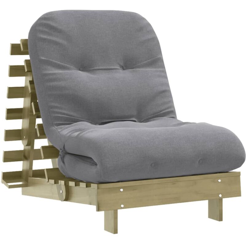 Vidaxl Grau Futon Schlafsofa Mit Matratze 70X206x11 Kiefernholz Imprägniert