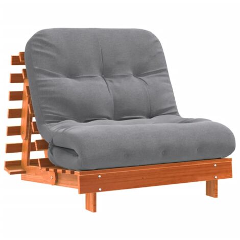 Futón sofá cama con colchón madera maciza marrón 90x206x11 cm vidaXL
