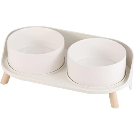 BLUEDEER Futternapf Hund Keramik Hundenapf Erhöht - Spritzsicherer Hundenäpfe mit Ständer - Doppel Napf Katze Fressnapf Hund - Futter Wasser Napfset für Kleine bis Mittlere Hunde und Große Katzen - 850ml x 2 H