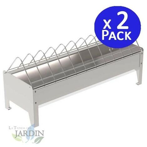Futterstation für Freilandhühner aus Metall ohne Beine, 120 x 20 x 24,5 cm (Pack 2)