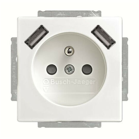 Futur Linear / Prise de courant 2P+T avec USB intégré et enjoliveur Blanc Mat 2CKA002017A1893 ABB BJE04020