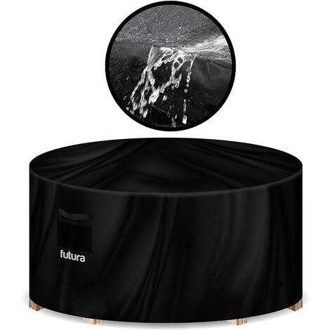 FUTURA DIRECT Futura Garden Furniture Covers Waterproof Round 190x80cm Extra Heavy Duty PVC Lined Air Vents UV Protection Rip Resistant