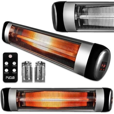 main image of "Futura Purus 2500 Patio Heater Wall Mounted Electric Infrared Outdoor Garden Heater, Bathroom Heater Remote Control"