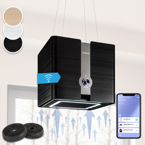Futurelight Smart hotte d'îlot à recyclage d'air 420 m³/h LED acier inoxydable