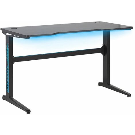 Futuristischer Gaming-Tisch schwarz mit RGB LED Beleuchtung 120 x 60 cm Doran - Schwarz