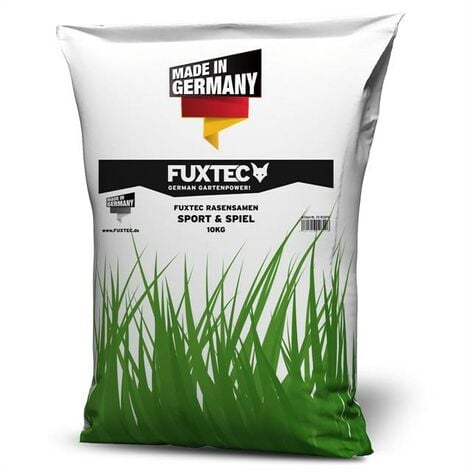 FUXTEC 10kg Semillas de césped para deporte y juego - Semillas de césped para siembra nueva - Césped deportivo y de juego - Césped verde resistente y de rápida regeneración