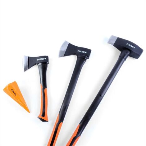Fuxtec – Hachette pour bois dur FXAX4 – Set de 4 haches 36cm, 69cm, 91cm – Acier forgé, coin fendeur 1,8kg pour fendage efficace