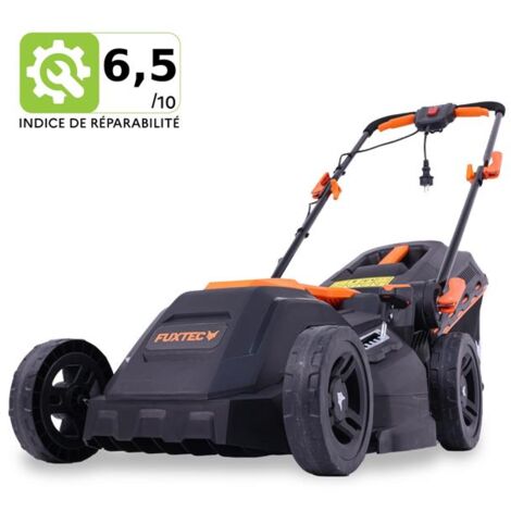 Fuxtec – Tondeuse électrique filaire 1600W FXRME38 – Largeur de coupe 38cm – Bac de ramassage 40L – Hauteur de coupe 20-70mm – Pour surfaces jusqu'à 600m² - 1600Watt