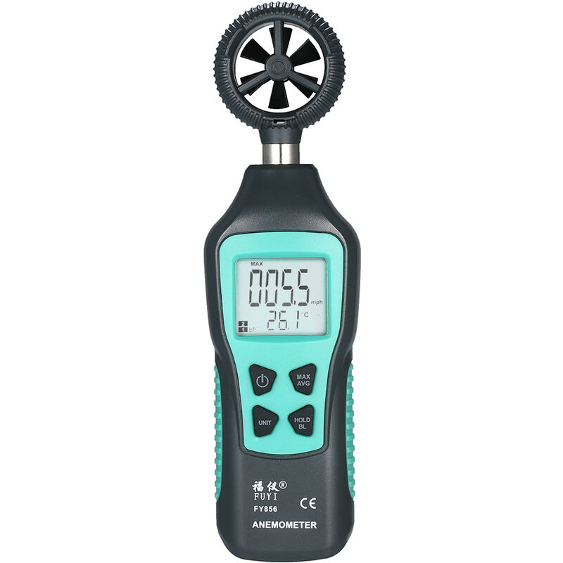 Digitales Anemometer Thermometer Handheld Pocket Windgeschwindigkeitsmesser Luftgeschwindigkeits-Temperaturtester mit Max/Min/Data Hold-Modus,Schwarz