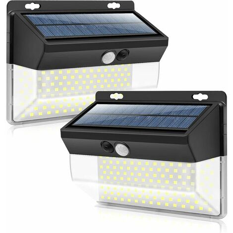 FVO 262 luces LED solares con sensor de movimiento para exteriores, luz de pared inalámbrica de seguridad solar IP65 resistente al agua con 3 modos opcionales, gran angular para escalones de jardín, p