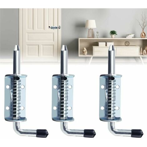 FVO-3PCS Cerradura de resorte de hierro galvanizado Cerradura de puerta Cobertizo Pestillo de resorte de servicio pesado Cerradura de resorte Cerradura de puerta de garaje para puerta de furgoneta, gr