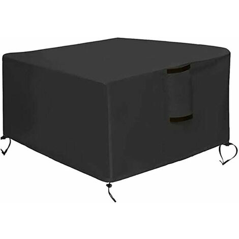 FVO Cubierta impermeable para hogueras Cubierta cuadrada Cubierta resistente al viento Ripstop Firepit Table Chimenea para exteriores, 71 71 63,5 cm
