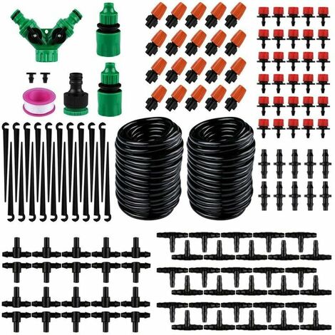 FVO Garden Irrigation System Manguera Rociador y gotero Kit de bricolaje, 98.4 pies 50 piezas