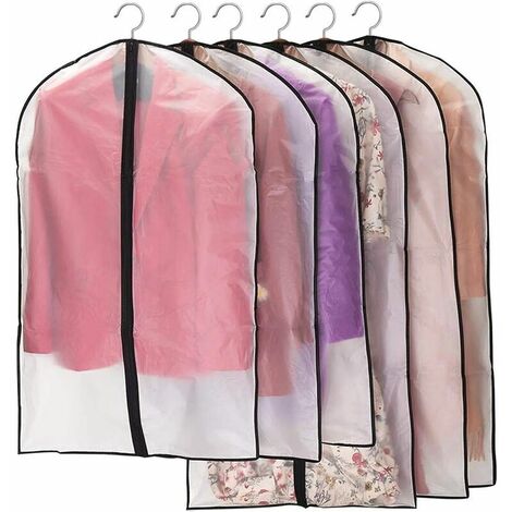 FVO Housses de vêtement anti-poussière anti-poussière anti-mites Protection contre l'humidité Semi-transparentes manches zippées pour chemise costumes/manteaux 3pcs 60x100cm, 3pcs 60x120cm