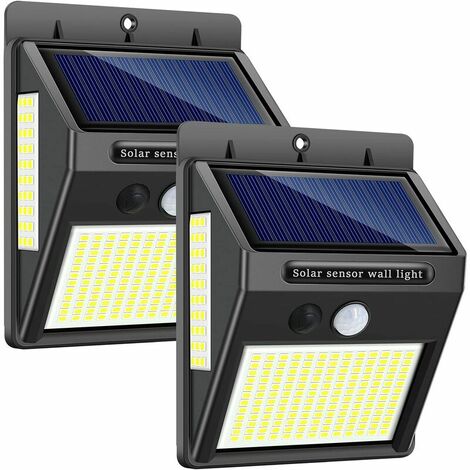FVO Luces solares para exteriores, 216 LED Sensor de movimiento Luces de pared de seguridad Luces de seguridad impermeables 300 ° Super brillante para puerta delantera al aire libre Garaje Valla de pa