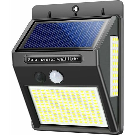FVO Luz solar para exteriores 216 LED Sensor de movimiento Luces de pared de seguridad Luces de seguridad impermeables 300 ° Super brillante para puerta delantera al aire libre Garaje Valla de patio (