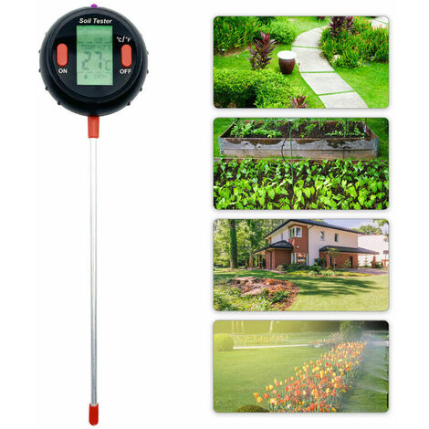 FVO Soil Ph Meter Kits de prueba de suelo 5 en 1 Humedad del suelo con medidor Temperatura Humedad Luz, negro y rojo - Negro y rojo