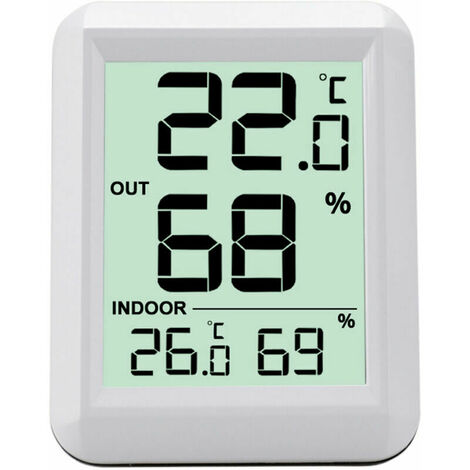 FVO Thermometre Numerique Hygrometre Interieur Exterieur Hygrometre Thermometre Chambre Et Humidite Gauge 100M Moniteur Plage Grand Ecran Lcd