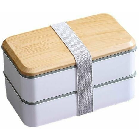 FVO Umami Lunch Box, Homme/Femme, Tout Inclus : Bois Boîte Bento Japonaise Hermétique 2 Étages, Micro-Ondes & Lave-Vaisselle, Zéro Déchet, sans BPA