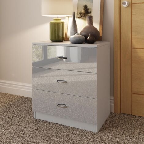 FWStyle 3 Drawer Chest Of Drawers High Gloss Grey