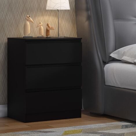 FWStyle Chest of Drawers 3 Drawer Matt Black