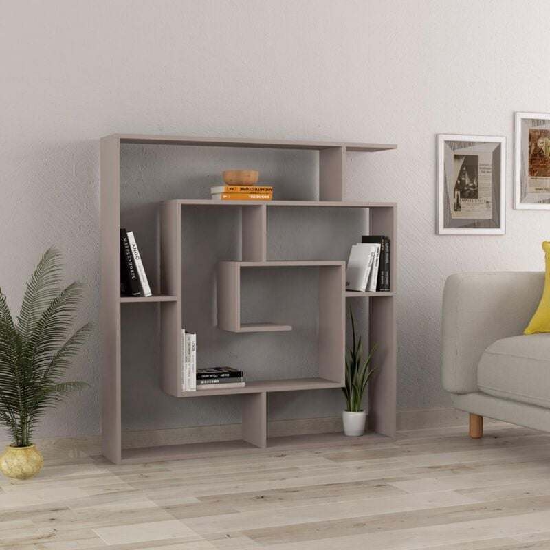 FWStyle Maze Bookcase Room Divider Shelving Unit Mocha Grey Modern Design