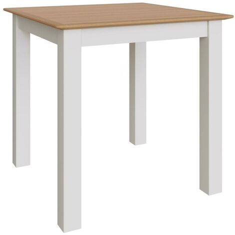 FWStyle Square Dining Table 80cm Oak Veneer Kitchen Furniture Linen Cream