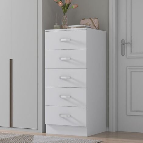 FWStyle Tunis 5 Drawer Chest of Drawers Matt White